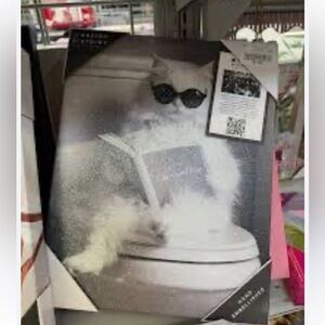 Cat Fashion Wall Art 11 X 14” in Glittering Black and White with Sparkle Accents